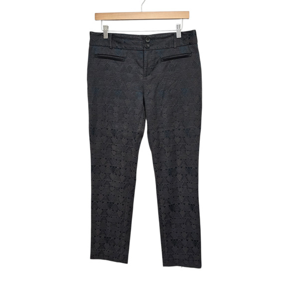 Cartonnier Charlie Ankle Pants Womens 8 Gray Blue Pattern Slim Fit Zipper‎ Hem - Picture 1 of 11